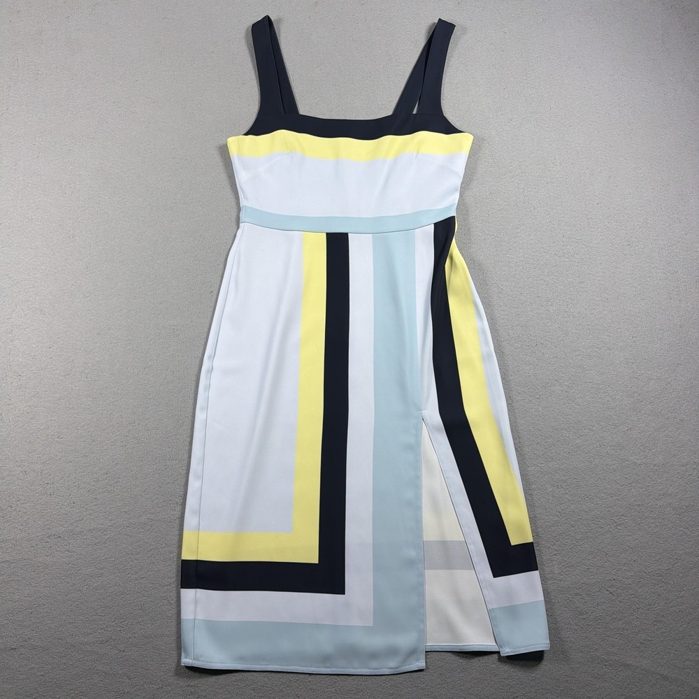 Aritzia Babaton 90s Slit Dress Women 2 Colorblock Sheath Midi Square Neck Summer